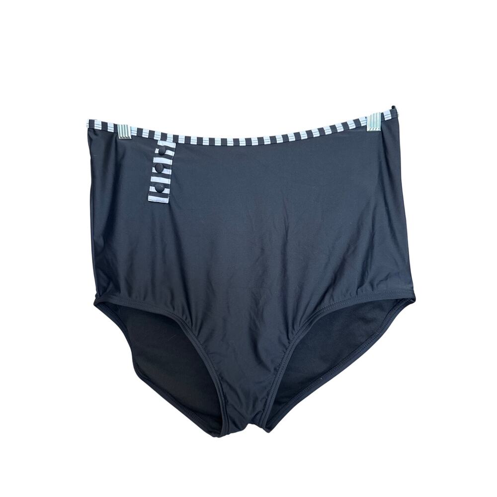 Unique Vintage Black White High Waist Swim Bottom 1X NWOT